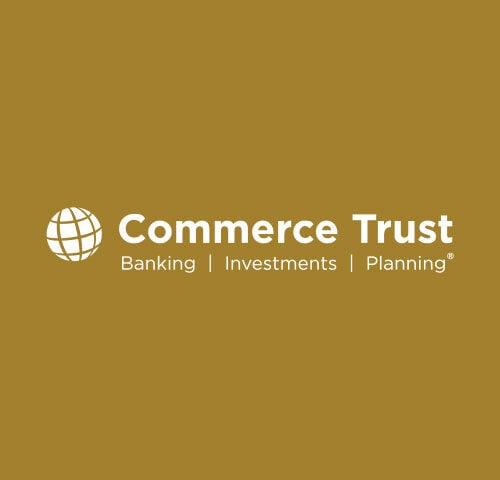 Commerce Trust logo in white on gold background