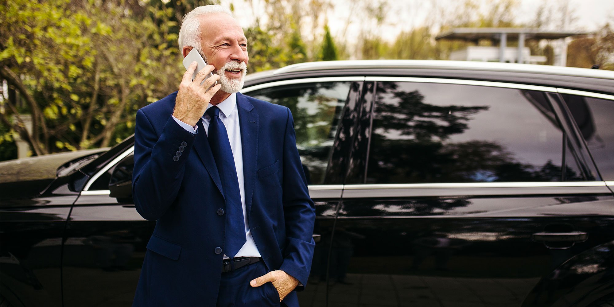 Senior adult businessman talking on the phone