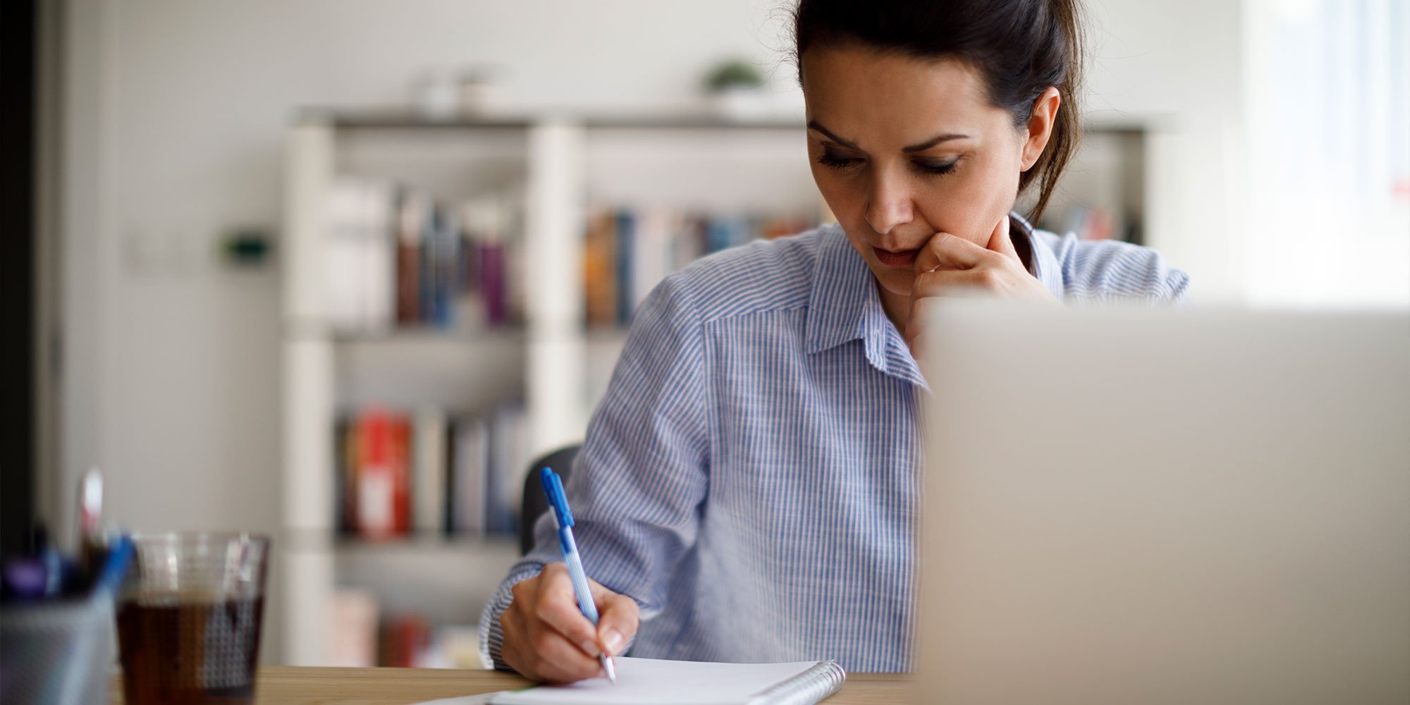 Mature woman working from home